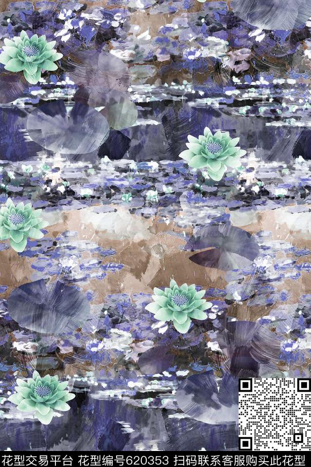 抽象手绘满版最新高清数码时尚潮流大牌复古欧美风油画风景何花数码印花华亿平台下载（图片编号: 620353） - 瓦栏（Walan）