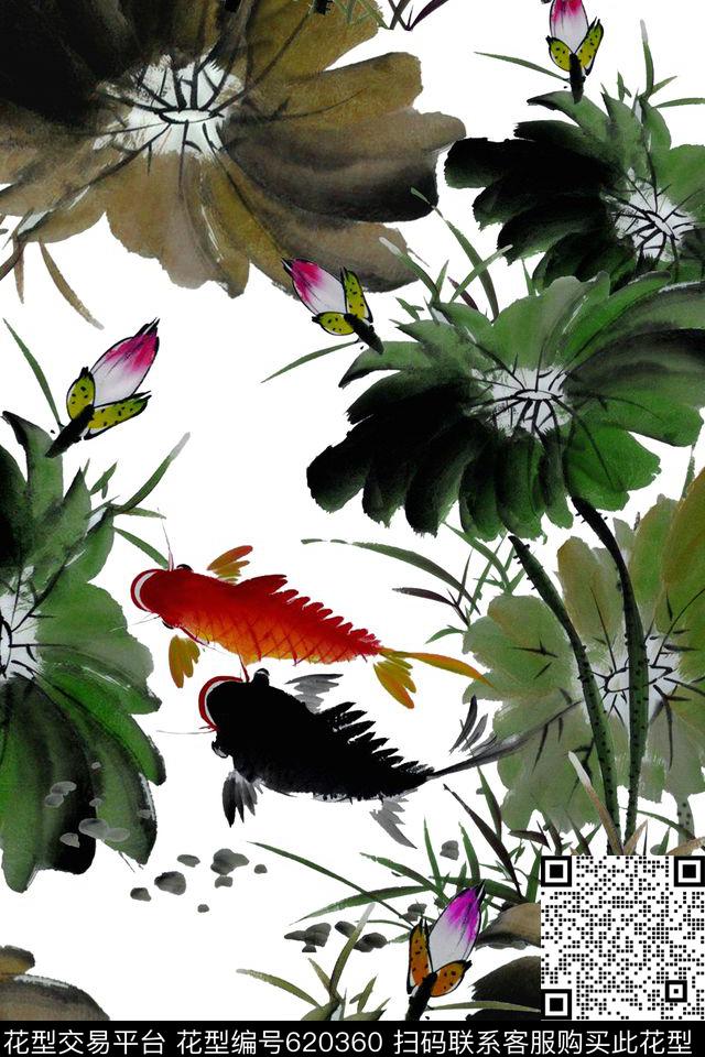 中国风水墨彩墨数码印花华亿平台下载（图片编号: 620360） - 瓦栏（Walan）