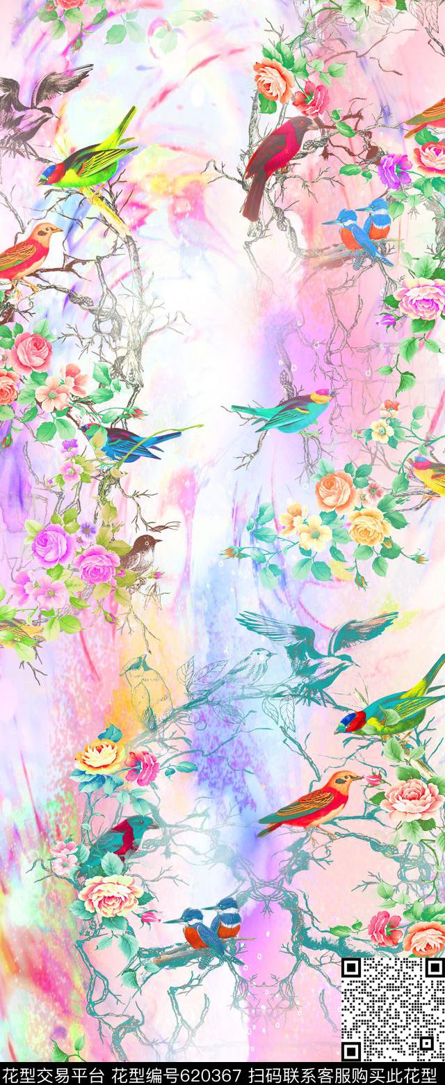 现代花鸟花卉数码印花华亿平台下载（图片编号: 620367） - 瓦栏（Walan）