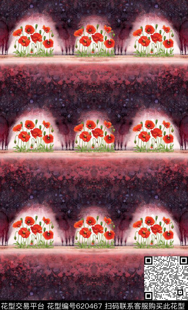 水彩画电脑手绘花卉数码印花华亿平台下载（图片编号: 620467） - 瓦栏（Walan）