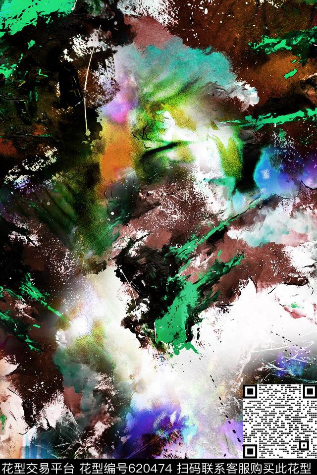 笔触油画风景数码印花华亿平台下载（图片编号: 620474） - 瓦栏（Walan）