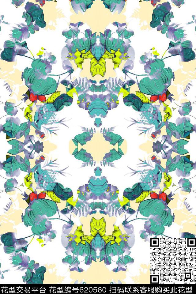 手绘欧美休闲创意数码印花华亿平台下载（图片编号: 620560） - 瓦栏（Walan）