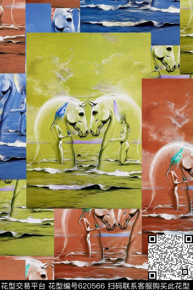 趣味创意欧美休闲数码印花华亿平台下载（图片编号: 620566） - 瓦栏（Walan）