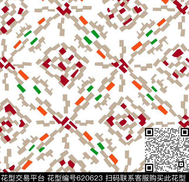 几何小方块方格传统印花华亿平台下载（图片编号: 620623） - 瓦栏（Walan）