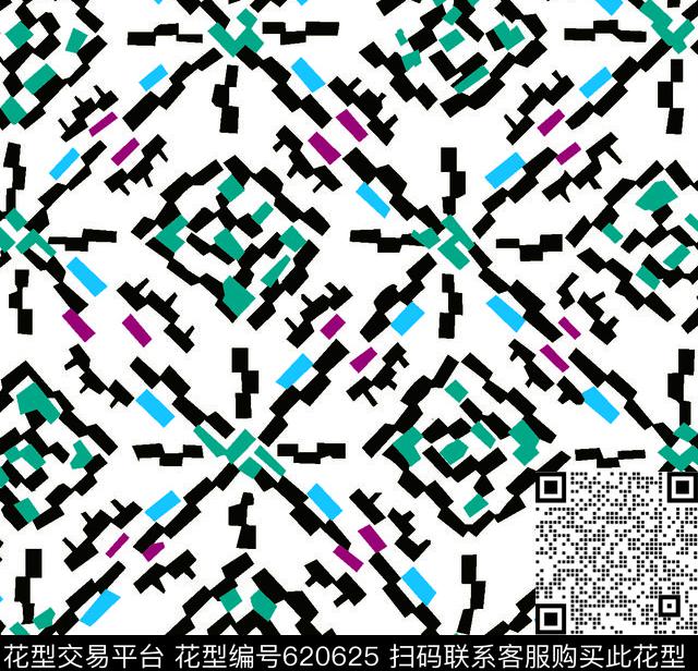 几何小方块方格传统印花华亿平台下载（图片编号: 620625） - 瓦栏（Walan）