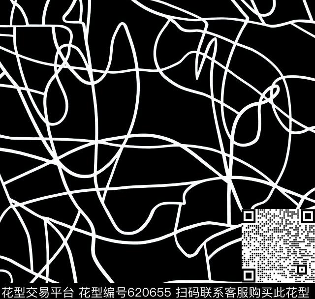 几何线条黑白传统印花华亿平台下载（图片编号: 620655） - 瓦栏（Walan）