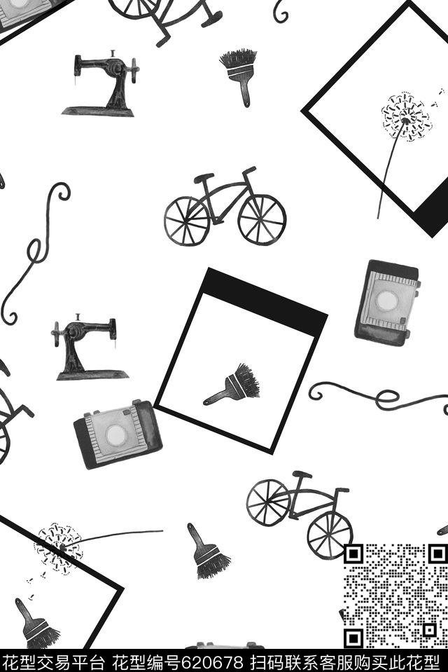 黑白华亿平台肌理简约数码印花华亿平台下载（图片编号: 620678） - 瓦栏（Walan）