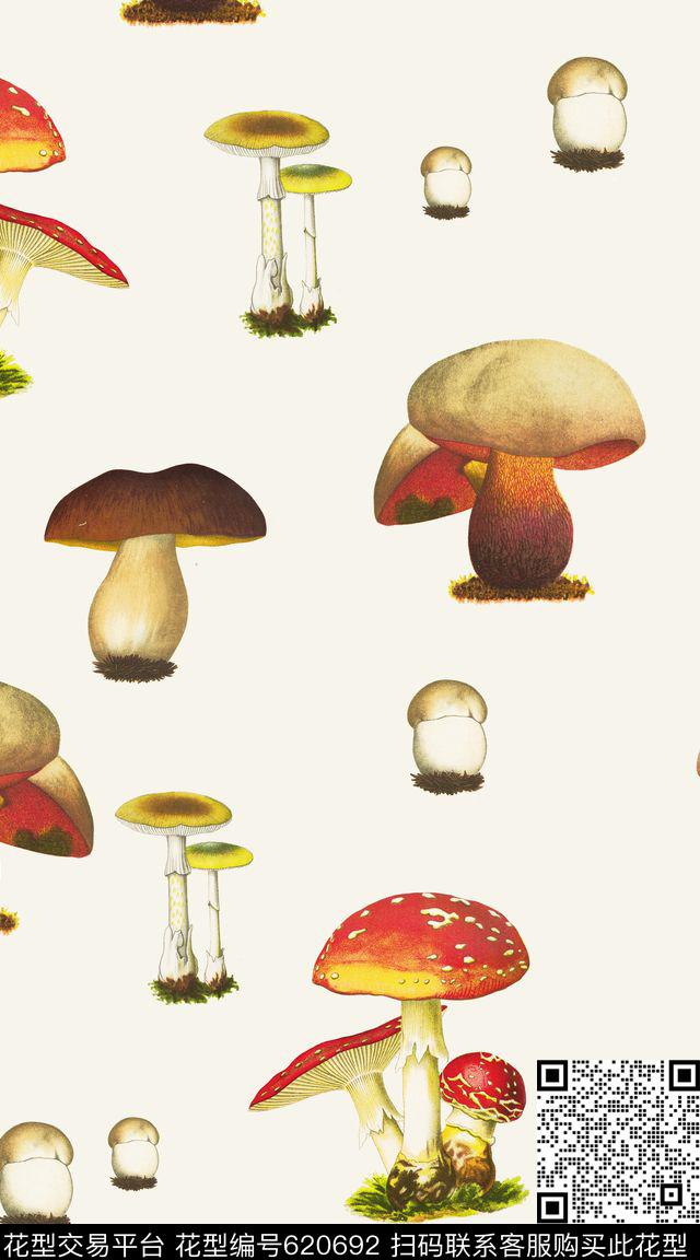 油画花卉蘑菇数码印花华亿平台下载（图片编号: 620692） - 瓦栏（Walan）