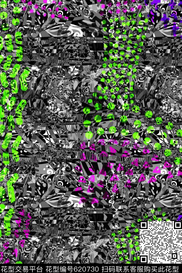 潮流时尚前卫抽象数码印花华亿平台下载（图片编号: 620730） - 瓦栏（Walan）