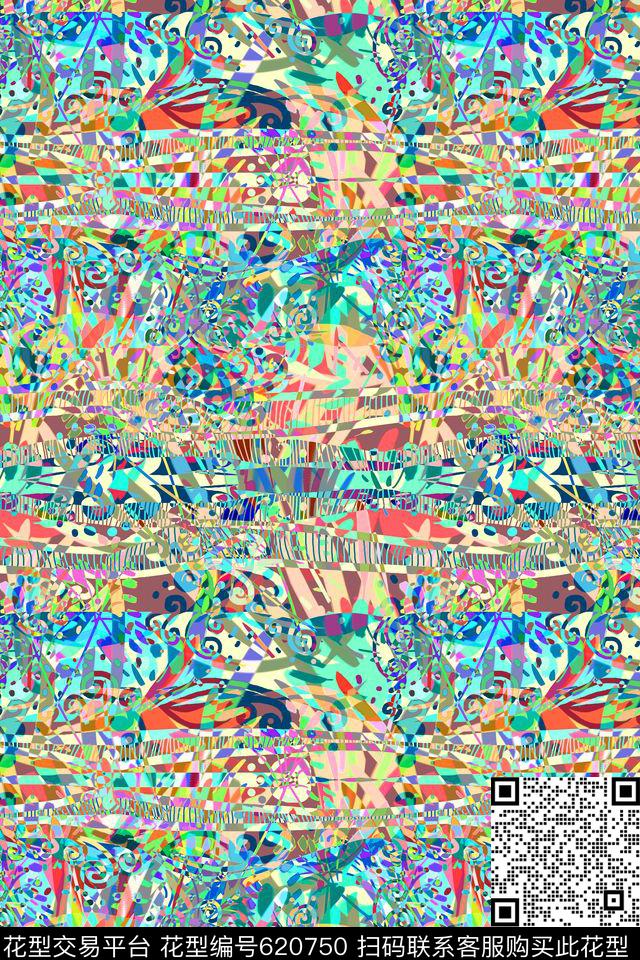 符号时尚抽象数码印花华亿平台下载（图片编号: 620750） - 瓦栏（Walan）