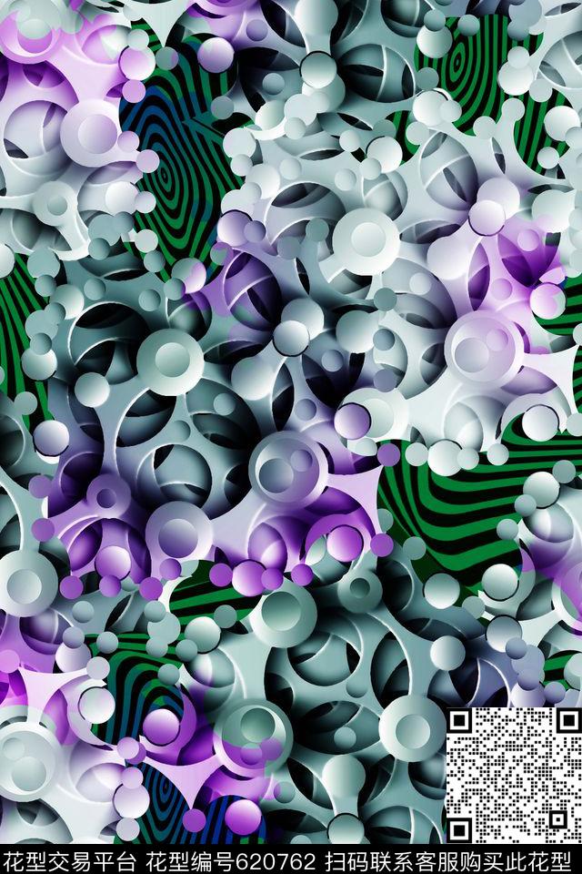 圆形解构圆点数码印花华亿平台下载（图片编号: 620762） - 瓦栏（Walan）