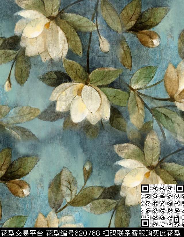 乱花朦胧花卉数码印花华亿平台下载（图片编号: 620768） - 瓦栏（Walan）