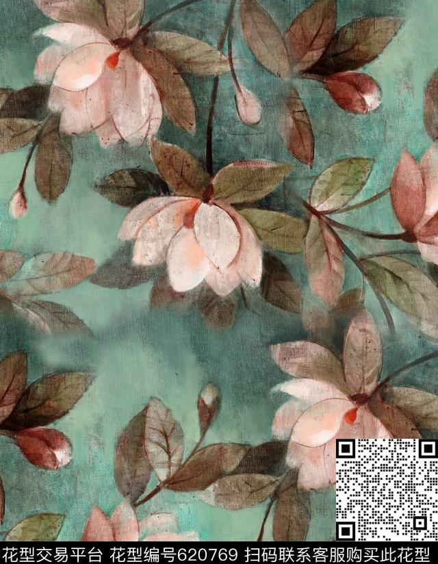 乱花朦胧花卉数码印花华亿平台下载（图片编号: 620769） - 瓦栏（Walan）