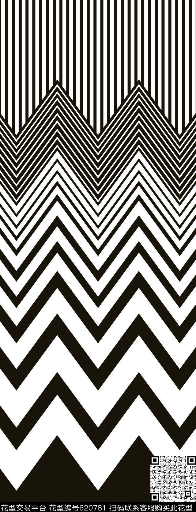 几何条纹波浪条传统印花华亿平台下载（图片编号: 620781） - 瓦栏（Walan）