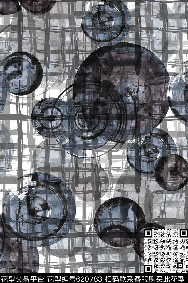 抽象手绘满版最新高清数码时尚潮流大牌复古欧美风纹理格子男装格子数码印花华亿平台下载（图片编号: 620783） - 瓦栏（Walan）