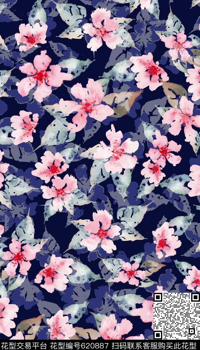 女装小碎花花朵数码印花华亿平台下载（图片编号: 620887） - 瓦栏（Walan）
