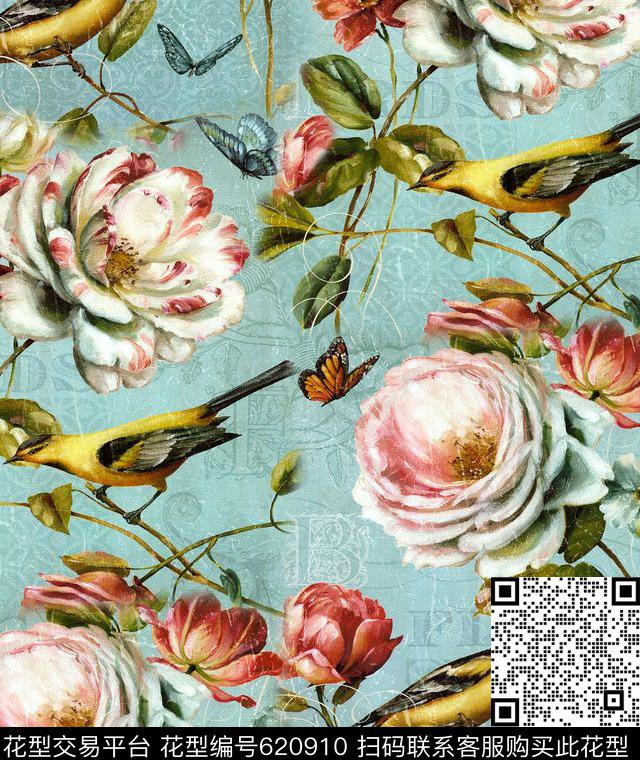 乱花面料花大花数码印花华亿平台下载（图片编号: 620910） - 瓦栏（Walan）