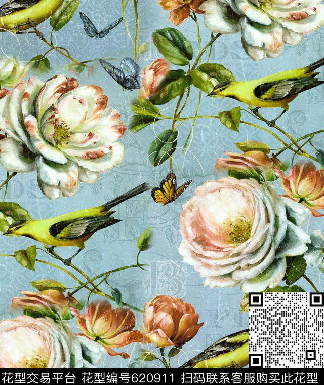 乱花面料花大花数码印花华亿平台下载（图片编号: 620911） - 瓦栏（Walan）