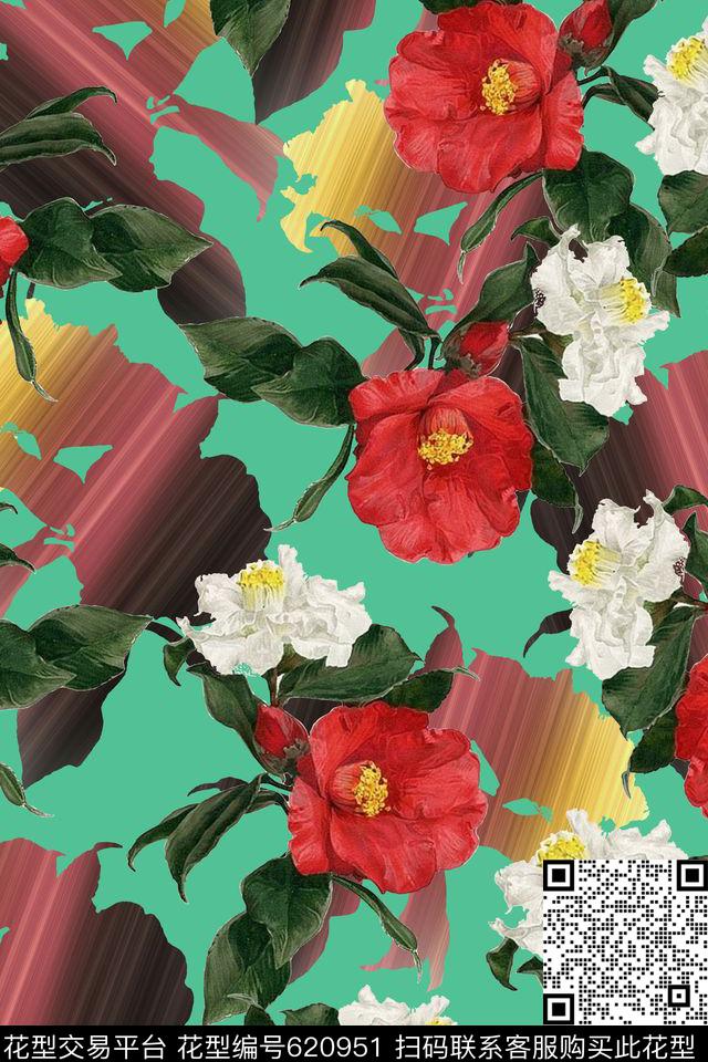 大花乱花花朵数码印花华亿平台下载（图片编号: 620951） - 瓦栏（Walan）