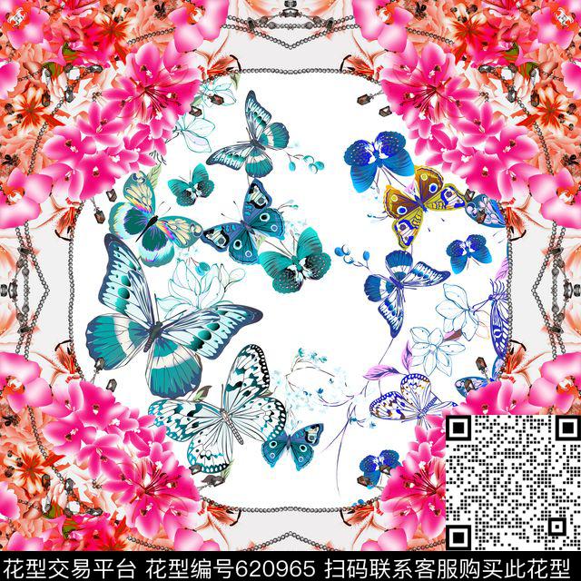 分色玫瑰方巾数码印花华亿平台下载（图片编号: 620965） - 瓦栏（Walan）