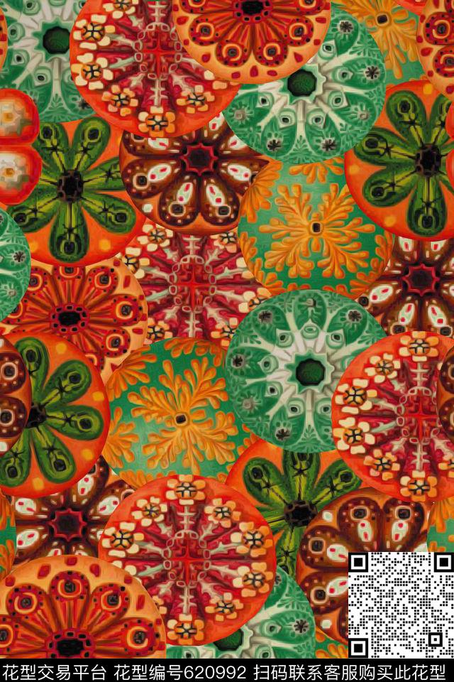 复古水彩花纹数码印花华亿平台下载（图片编号: 620992） - 瓦栏（Walan）