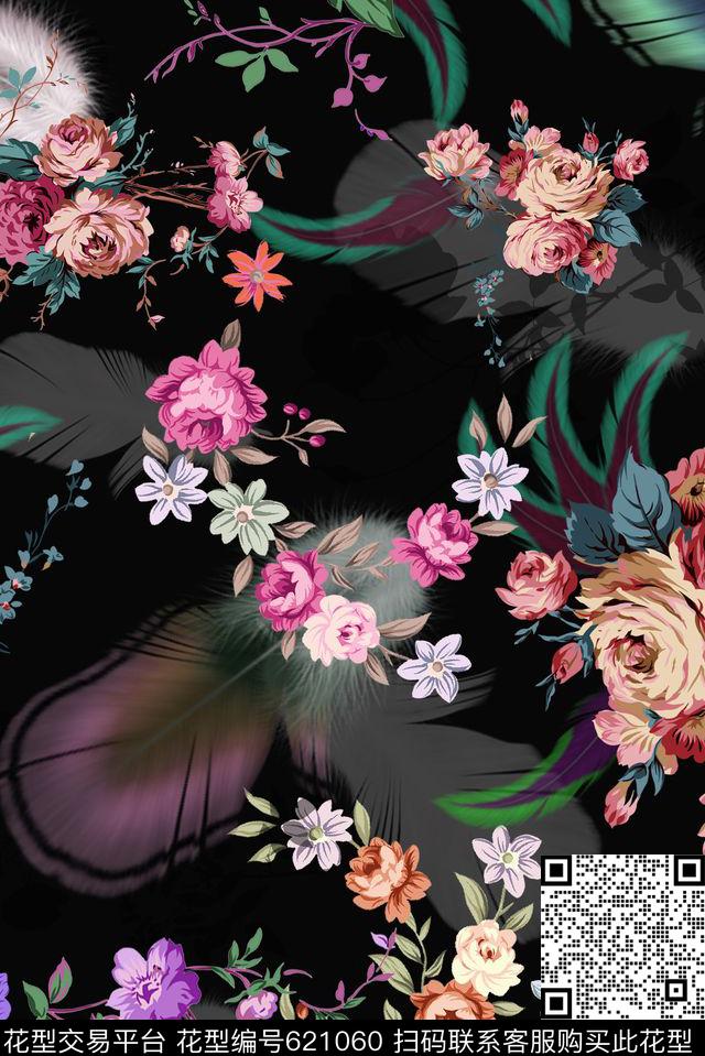 零点--女装玫瑰数码数码印花华亿平台下载（图片编号: 621060） - 瓦栏（Walan）