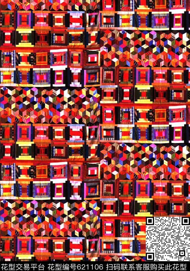 男装女装图案时尚拼布几何图案数码印花华亿平台下载（图片编号: 621106） - 瓦栏（Walan）