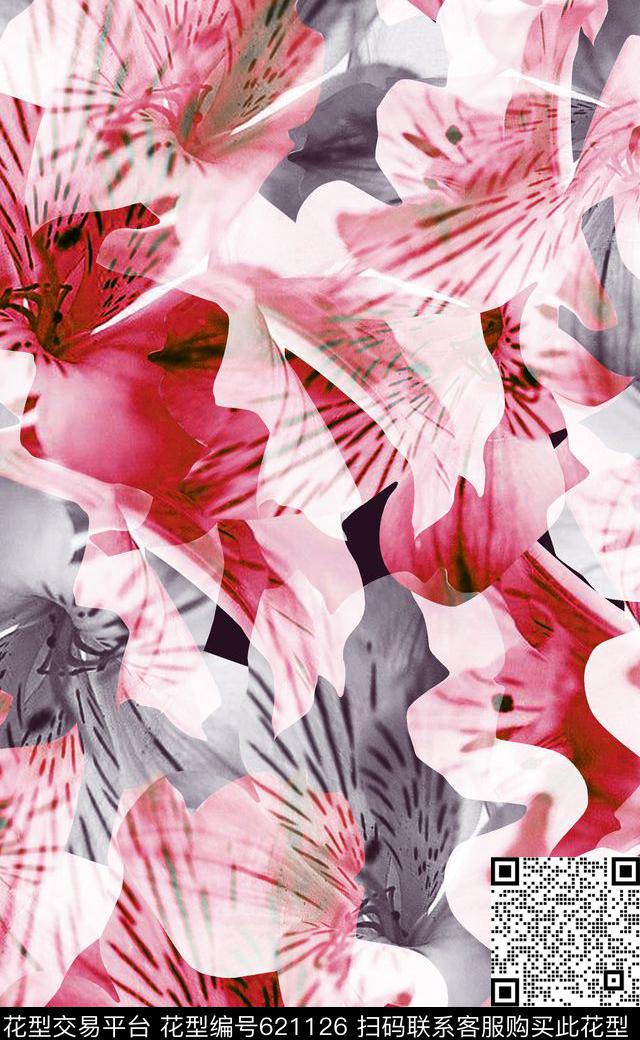 复古欧式大花蓝色大花大花数码印花华亿平台下载（图片编号: 621126） - 瓦栏（Walan）