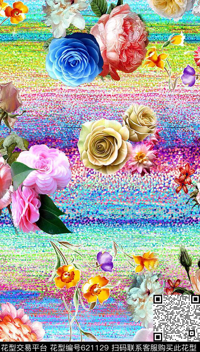 女装欧美乱花数码印花华亿平台下载（图片编号: 621129） - 瓦栏（Walan）