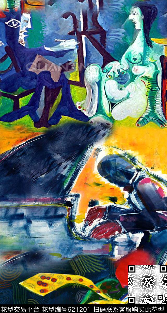 数码花大气抽象抽象人物数码印花华亿平台下载（图片编号: 621201） - 瓦栏（Walan）