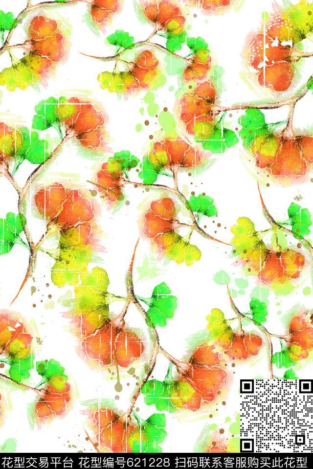 花瓣抽象花卉数码印花华亿平台下载（图片编号: 621228） - 瓦栏（Walan）