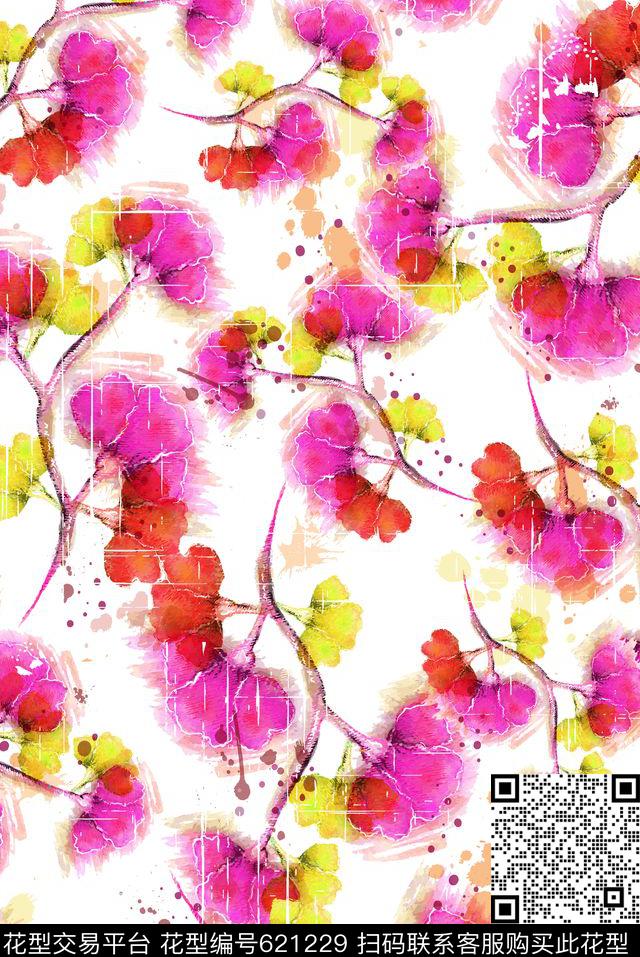 花瓣抽象花卉数码印花华亿平台下载（图片编号: 621229） - 瓦栏（Walan）