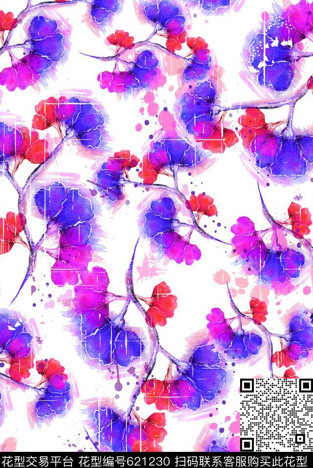 花瓣抽象花卉数码印花华亿平台下载（图片编号: 621230） - 瓦栏（Walan）