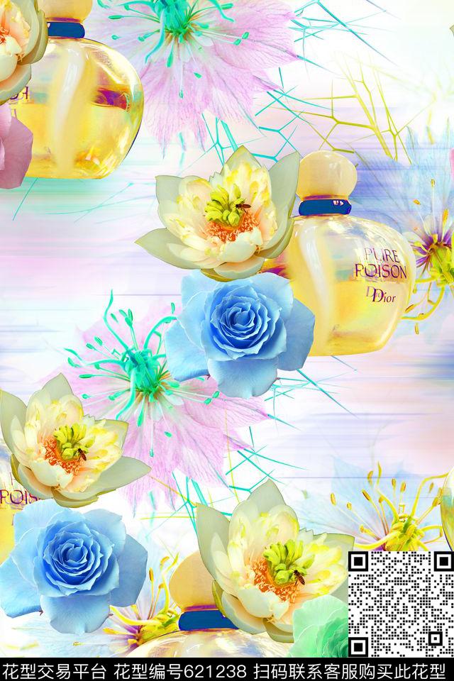 满版花卉中老年香水数码印花华亿平台下载（图片编号: 621238） - 瓦栏（Walan）