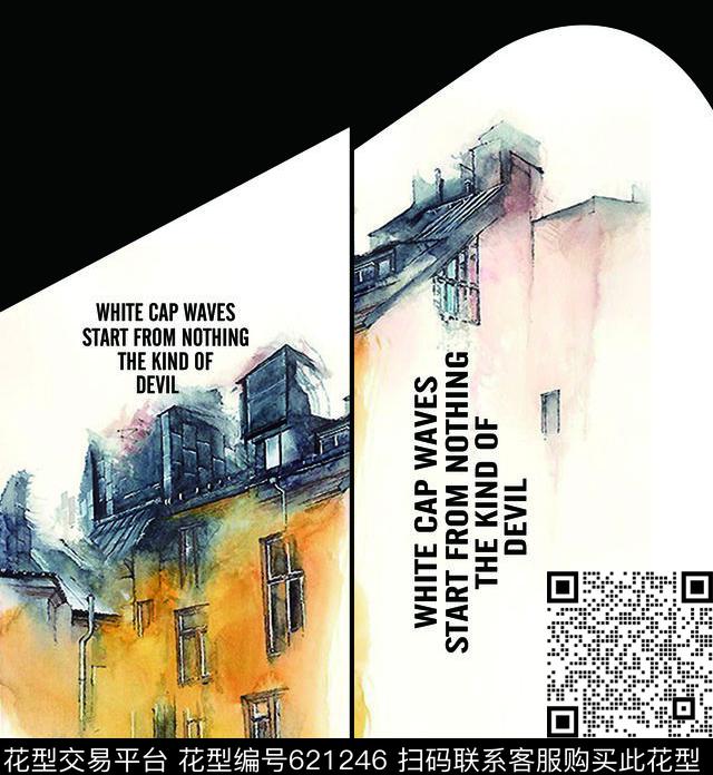 水彩建筑字母蝙蝠袖定位女装数码印花华亿平台下载（图片编号: 621246） - 瓦栏（Walan）