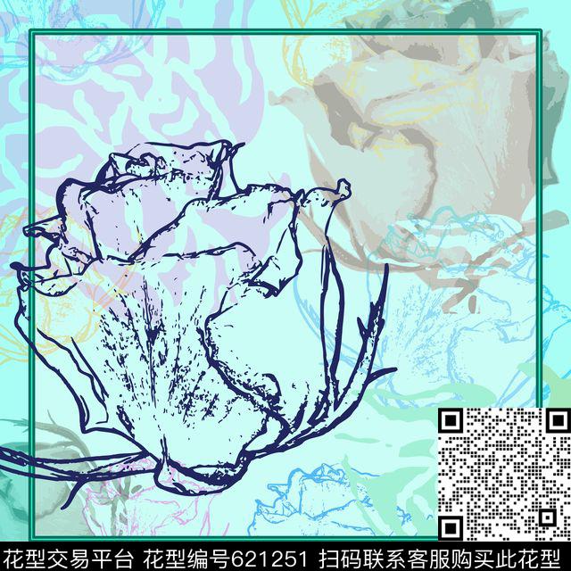 花卉大牌时尚数码印花华亿平台下载（图片编号: 621251） - 瓦栏（Walan）