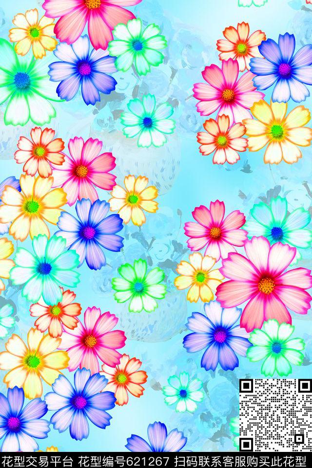 满版花卉小清新童装数码印花华亿平台下载（图片编号: 621267） - 瓦栏（Walan）