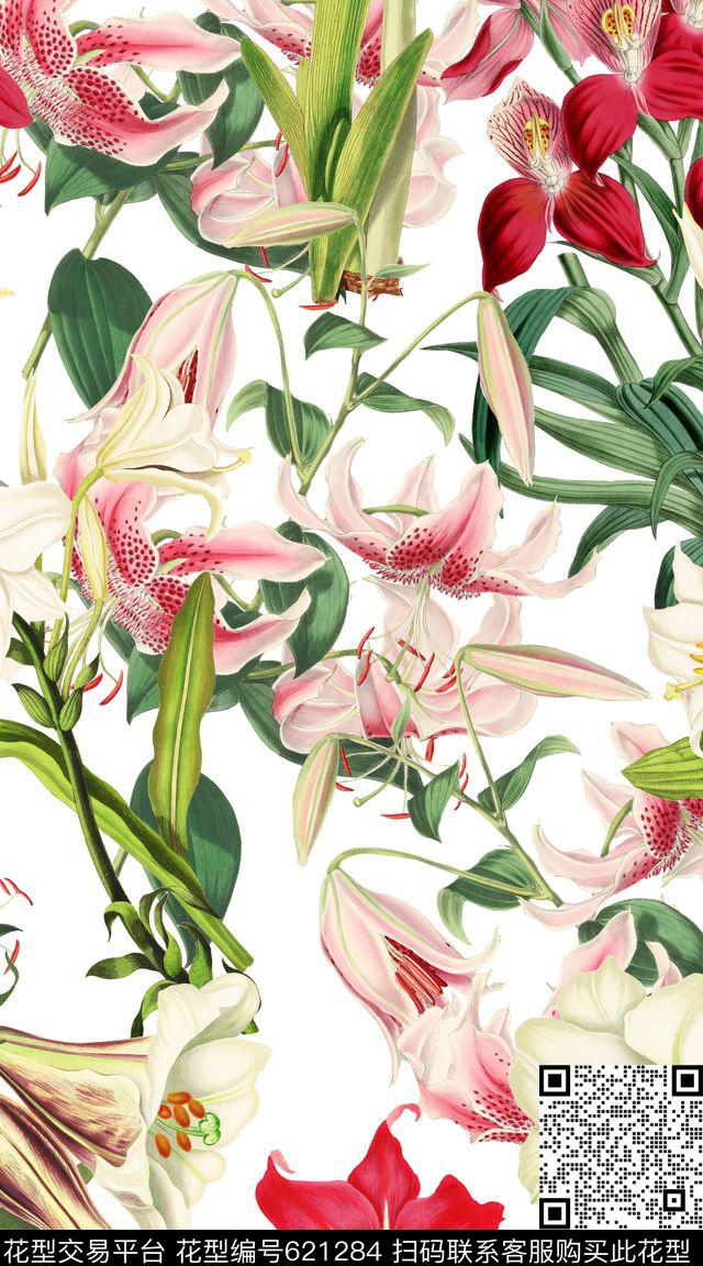 兰花花朵花卉数码印花华亿平台下载（图片编号: 621284） - 瓦栏（Walan）
