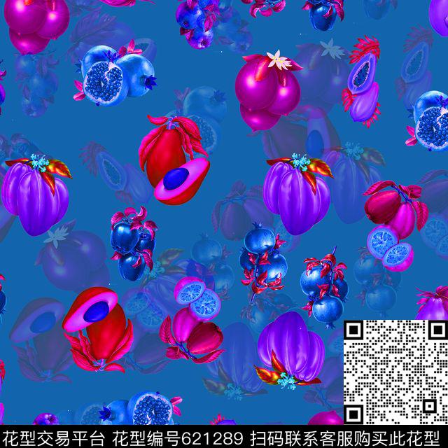 热带水果牛油果杨桃石榴数码印花华亿平台下载（图片编号: 621289） - 瓦栏（Walan）