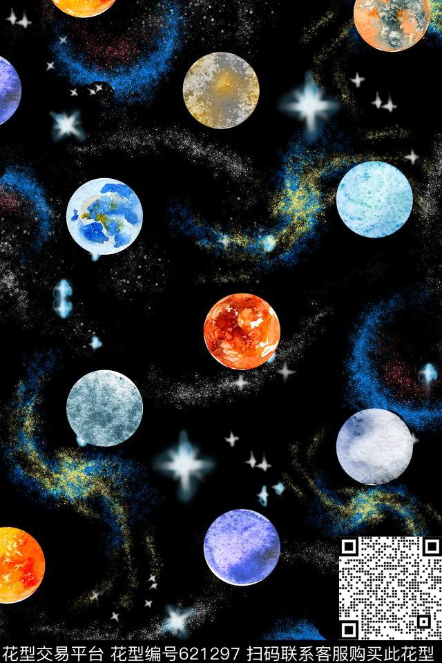 星空宇宙星球数码印花华亿平台下载（图片编号: 621297） - 瓦栏（Walan）
