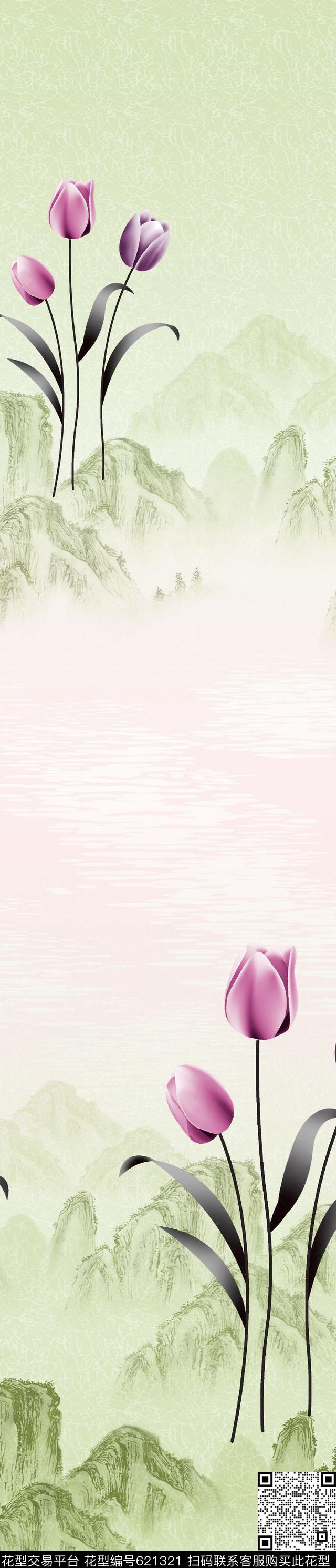 中国风窗帘花朵传统印花华亿平台下载（图片编号: 621321） - 瓦栏（Walan）