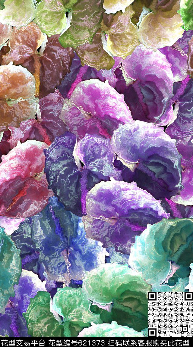 满版抽象油画数码印花华亿平台下载（图片编号: 621373） - 瓦栏（Walan）