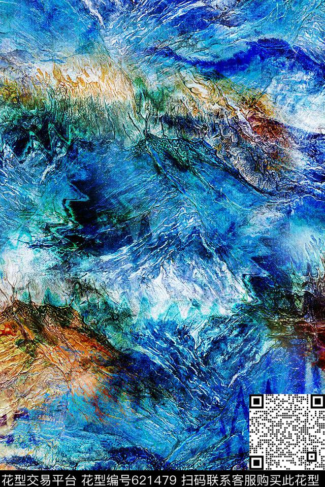 时尚抽象肌理数码印花华亿平台下载（图片编号: 621479） - 瓦栏（Walan）