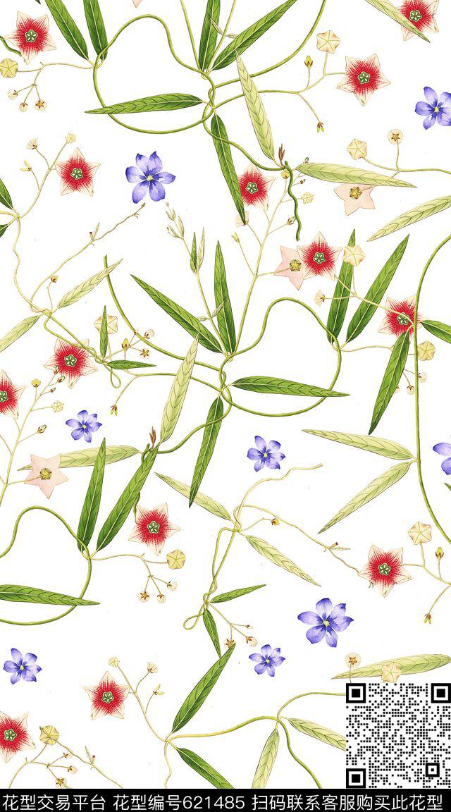 水彩花朵花卉数码印花华亿平台下载（图片编号: 621485） - 瓦栏（Walan）