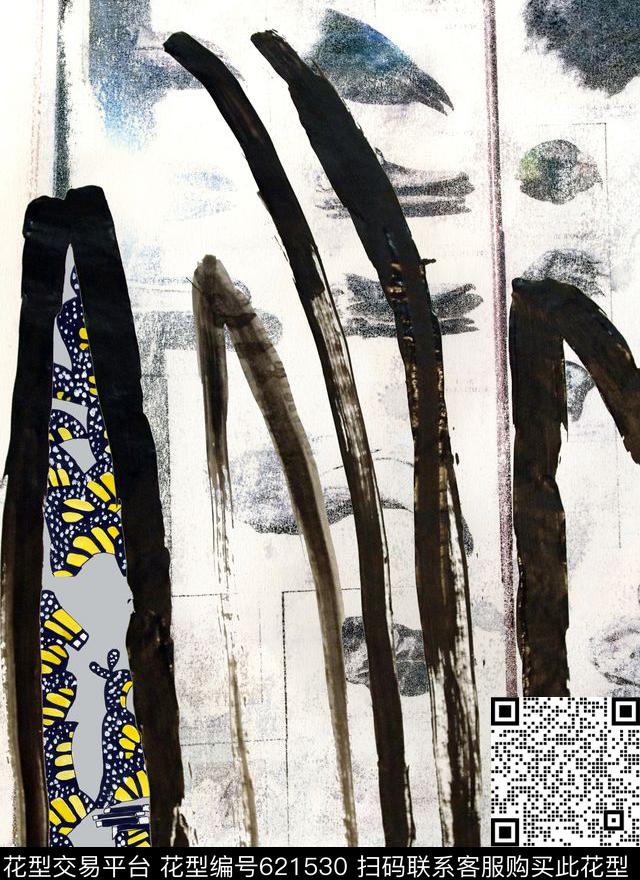 蝴蝶鸟手绘数码印花华亿平台下载（图片编号: 621530） - 瓦栏（Walan）