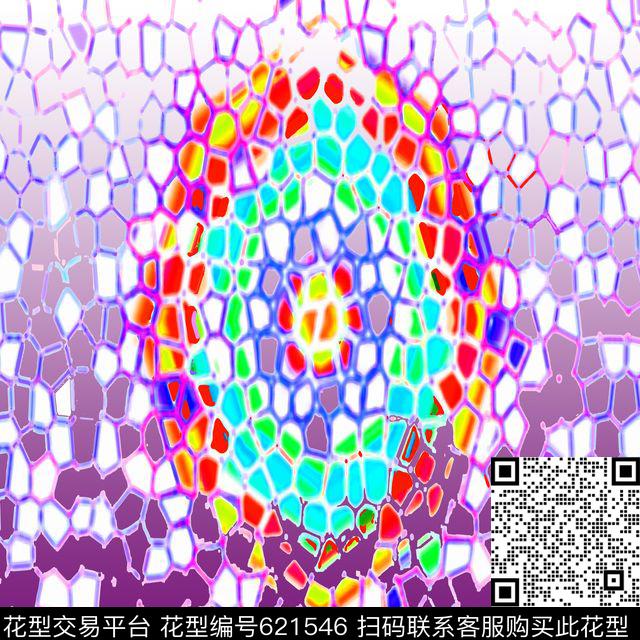 丝巾围巾秀场抽象风格蜂窝数码印花华亿平台下载（图片编号: 621546） - 瓦栏（Walan）