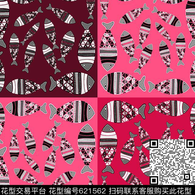 丝巾围巾秀场鱼儿自在飘抽象数码印花华亿平台下载（图片编号: 621562） - 瓦栏（Walan）