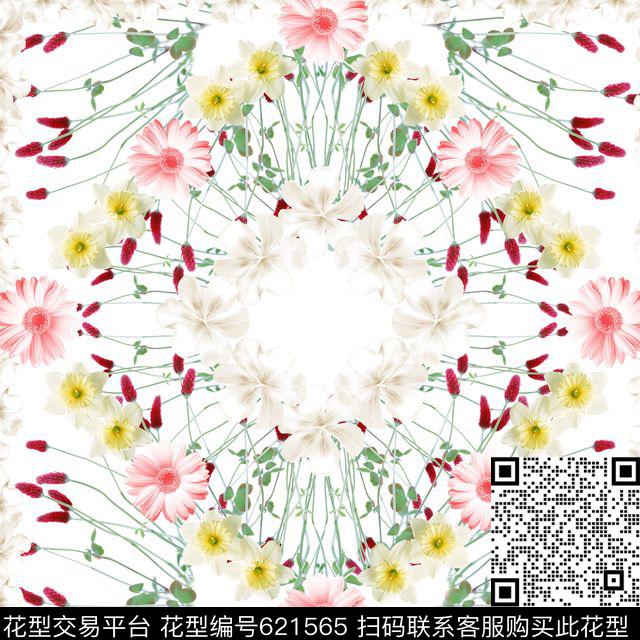 方巾花朵花卉数码印花华亿平台下载（图片编号: 621565） - 瓦栏（Walan）