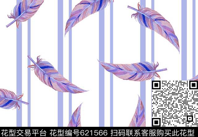 韩国风格裙装华亿平台手绘水彩条纹羽毛女装衬衫华亿平台2017年春夏女装裙装华亿平台传统印花华亿平台下载（图片编号: 621566） - 瓦栏（Walan）