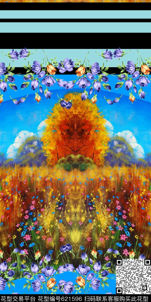 油画花卉女装数码印花华亿平台下载（图片编号: 621596） - 瓦栏（Walan）